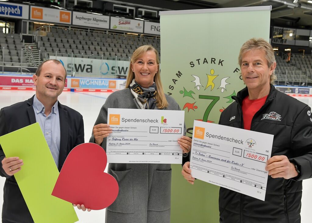 Spendenübergabe tfm Wohnbau und AEV Panther 1500 €